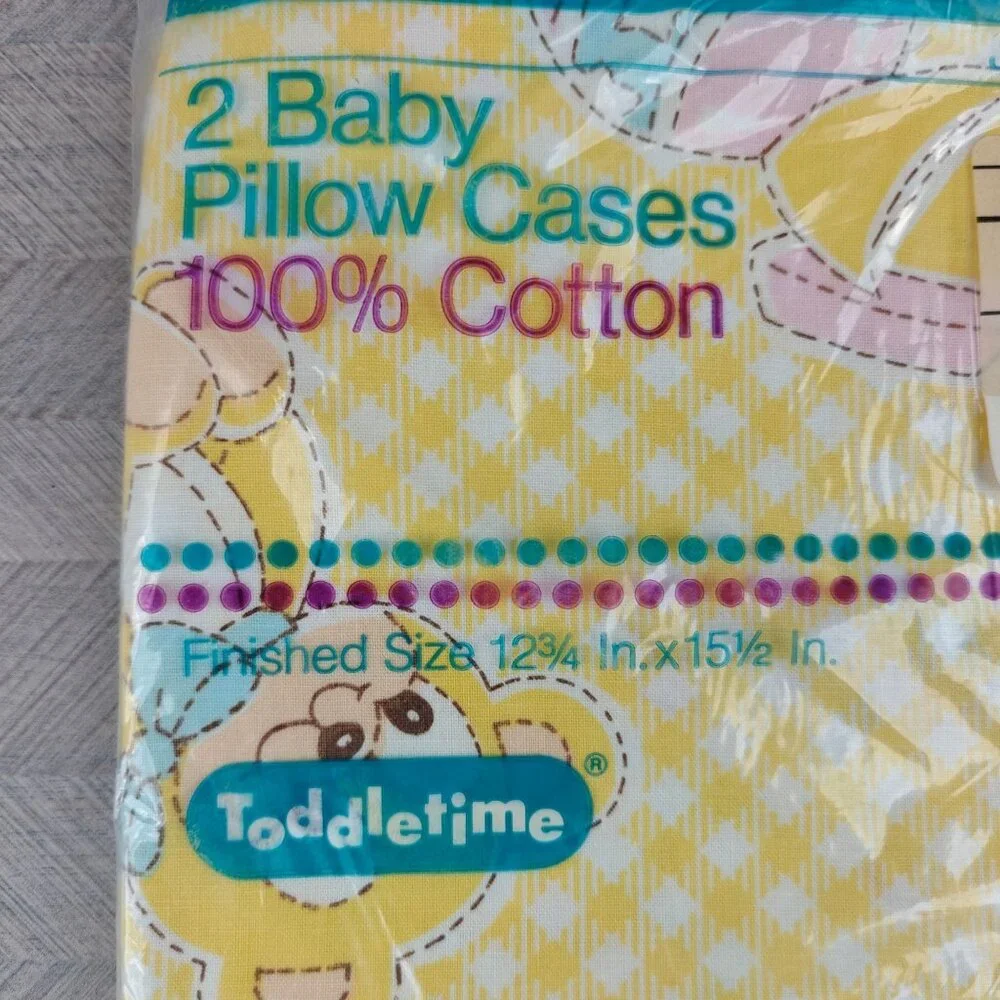 Vintage Baby Pillowcases 100% Cotton Yellow Gingham Toddler Jcpenney Toddletime